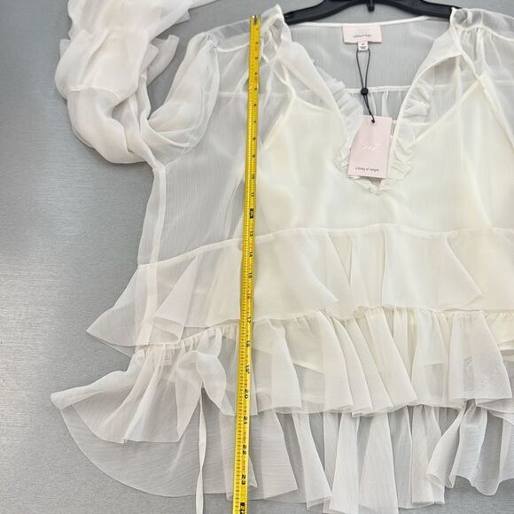 Cinq à Sept Sheer Cream Ruffle Blouse - Picture 8 of 8